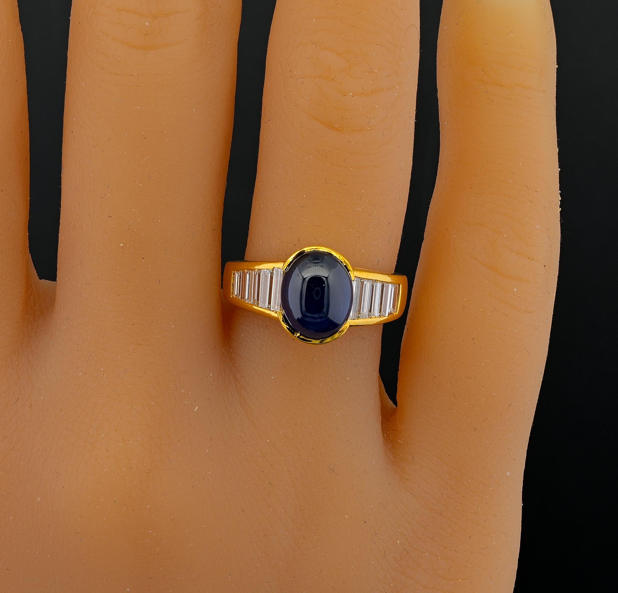 3,80 Karat natürlicher Saphir 1,0 Karat F/G IF/VVS Diamantring für Damen oder Herren im Angebot