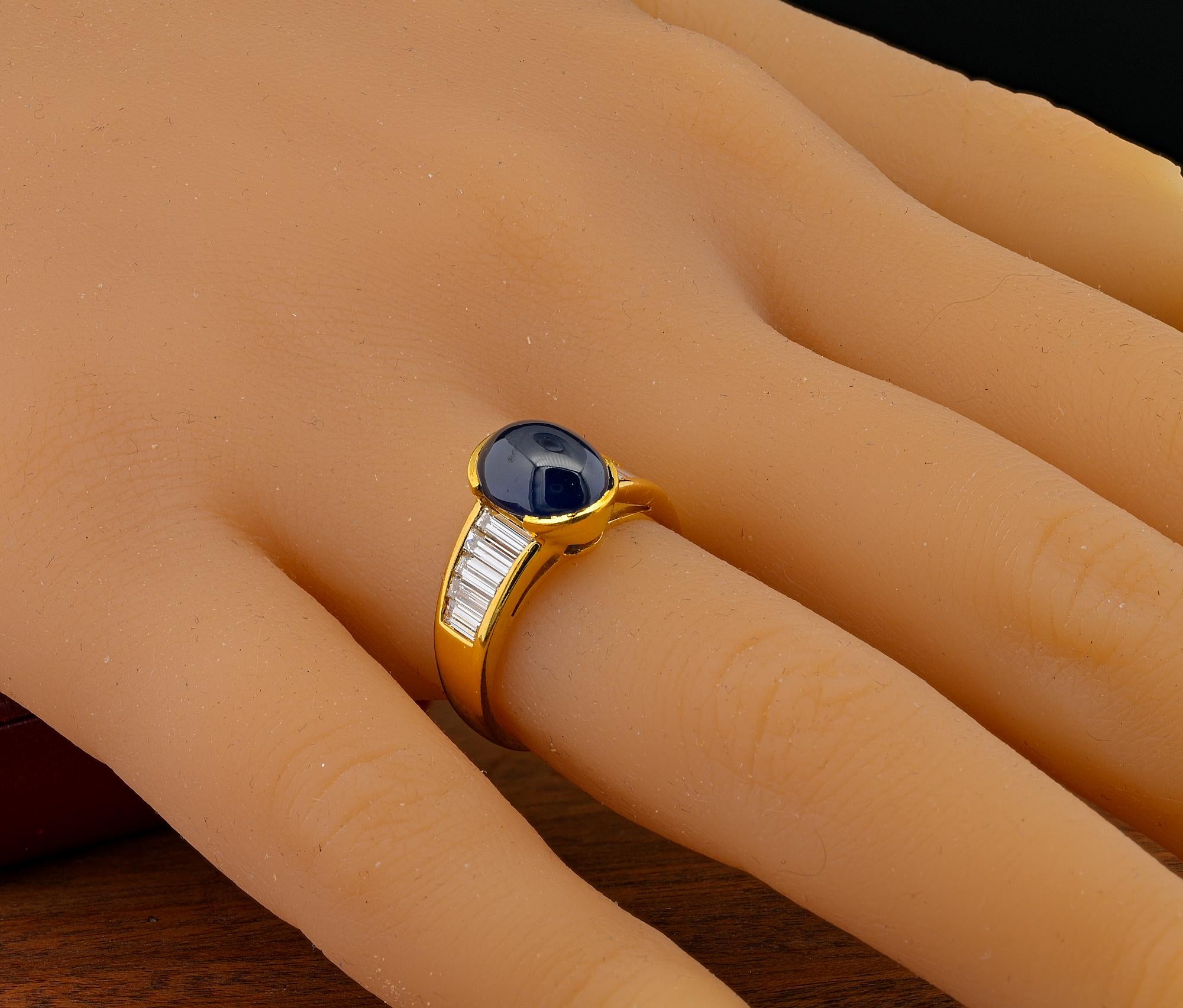 3,80 Karat natürlicher Saphir 1,0 Karat F/G IF/VVS Diamantring im Angebot 1