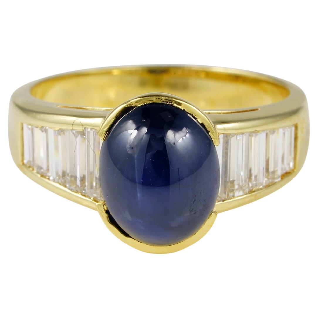3.80 Ct Natural Sapphire 1.0 Ct F/G IF/VVS Diamond ring For Sale