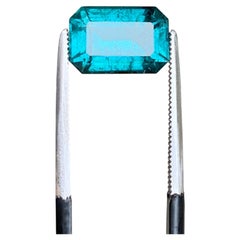 3.80 Cts Teal Blue Color Emerald Cut Tourmaline Gemstone for Jewellery 11 mm