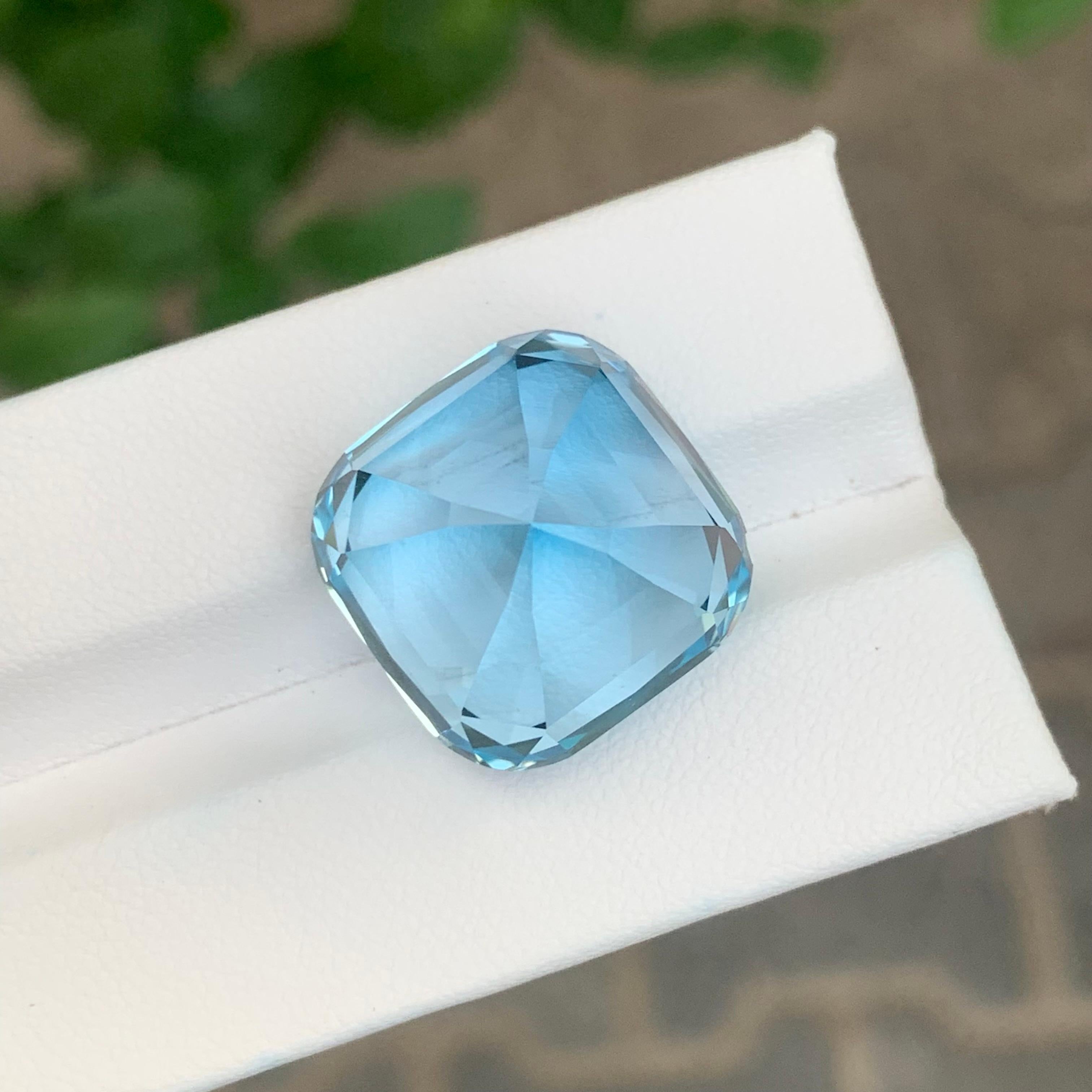 Loose Blue Topaz

Weight: 38.00 Carats
Dimension: 17.7 x 17.6 x 14.4 Mm
Shape: Cushion 
Colour: Blue
Origin: Brazil 
Certificate: On demand
.
This captivating blue topaz radiates a vibrant and refreshing hue, reminiscent of clear tropical waters.