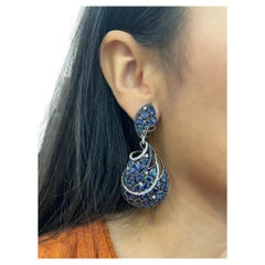 38.03 Ct Natural Sapphire & Diamond Earring