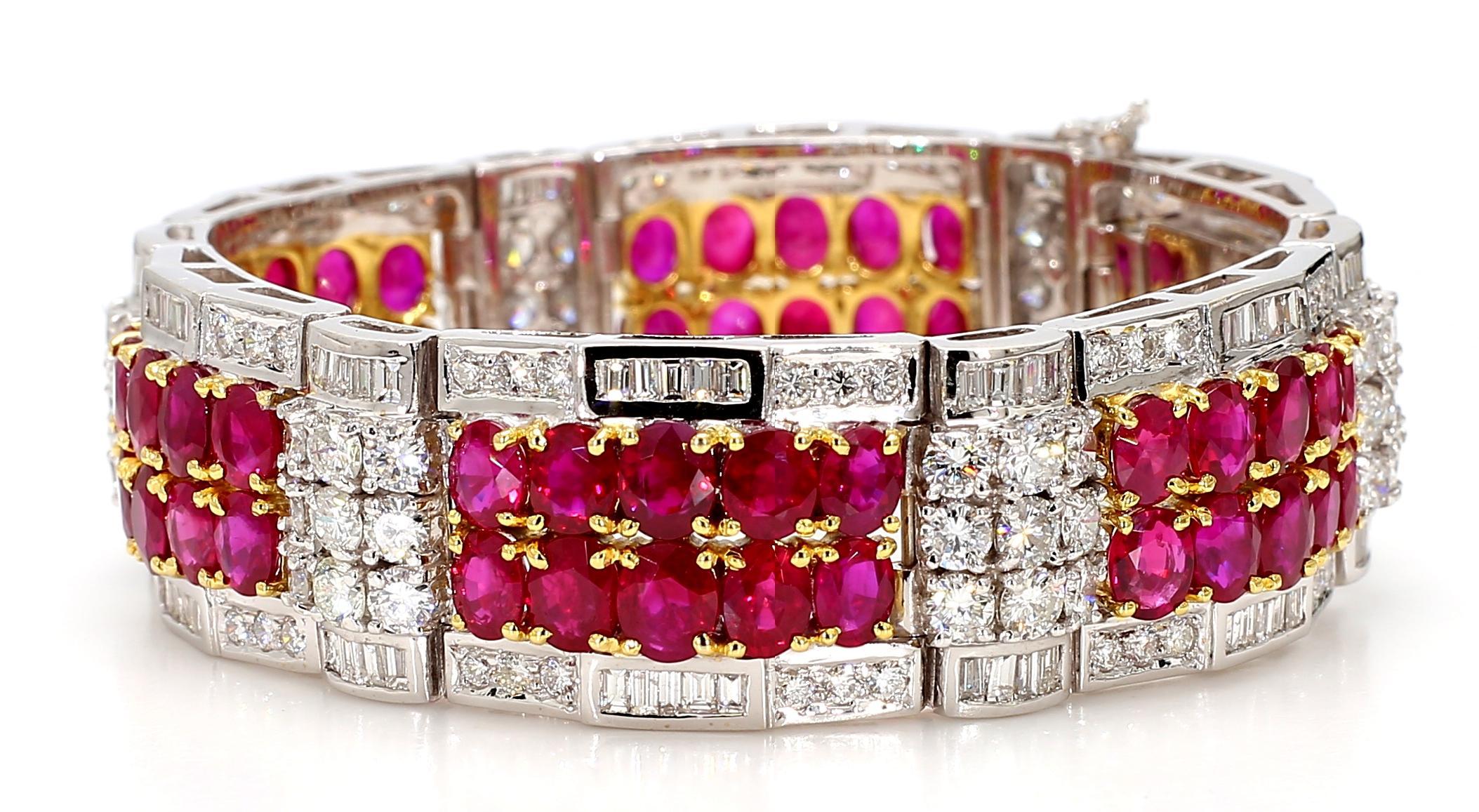 38.04 Carat Ruby and 8.23 Carat Diamond 18K Gold Bracelet im Zustand „Neu“ im Angebot in New York, NY