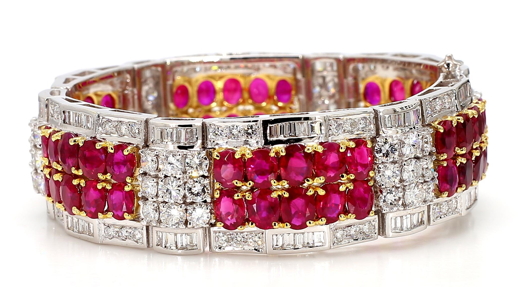 38.04 Carat Ruby and 8.23 Carat Diamond 18K Gold Bracelet Damen im Angebot