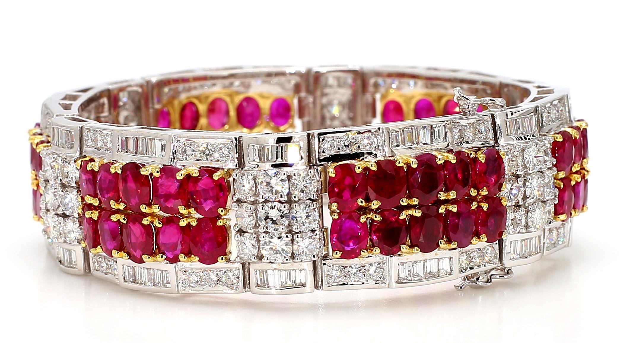 38.04 Carat Ruby and 8.23 Carat Diamond 18K Gold Bracelet im Angebot 1