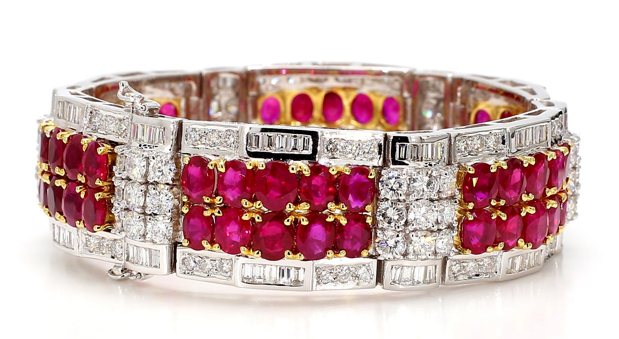 38.04 Carat Ruby and 8.23 Carat Diamond 18K Gold Bracelet im Angebot 2