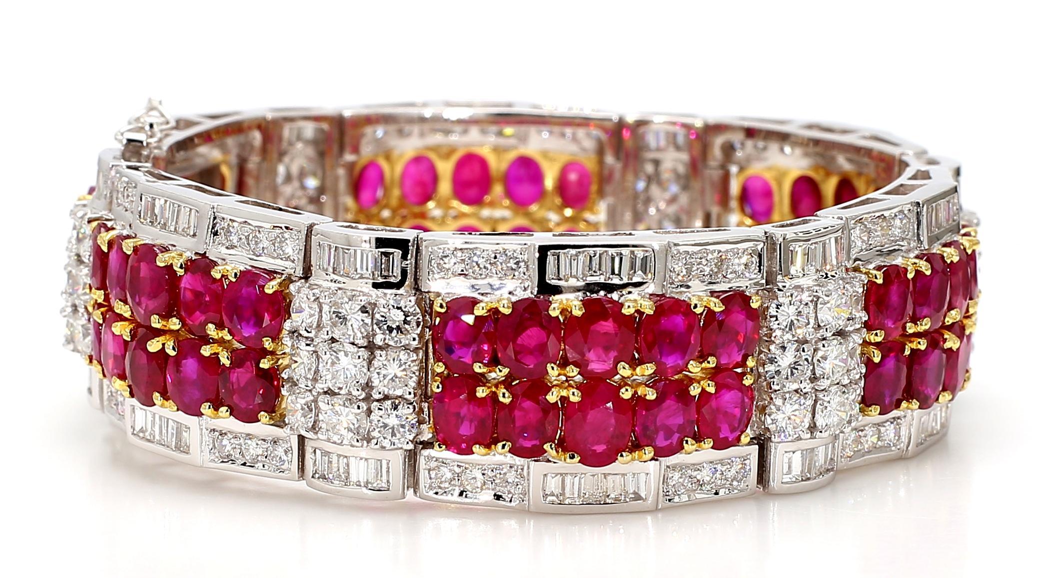 38.04 Carat Ruby and 8.23 Carat Diamond 18K Gold Bracelet im Angebot 3