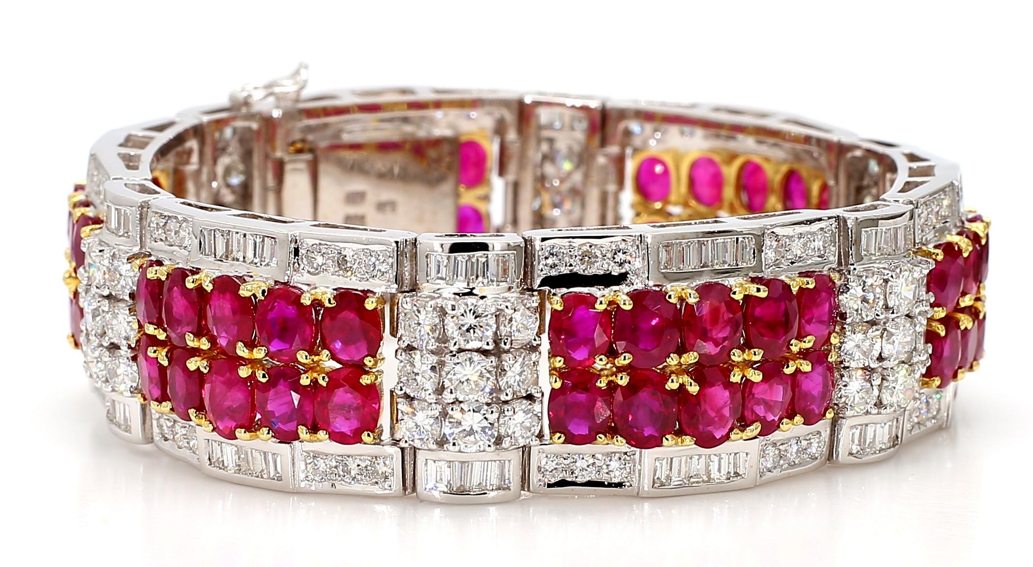 38.04 Carat Ruby and 8.23 Carat Diamond 18K Gold Bracelet im Angebot 4