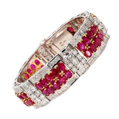 38.04 Carat Ruby and 8.23 Carat Diamond 18K Gold Bracelet