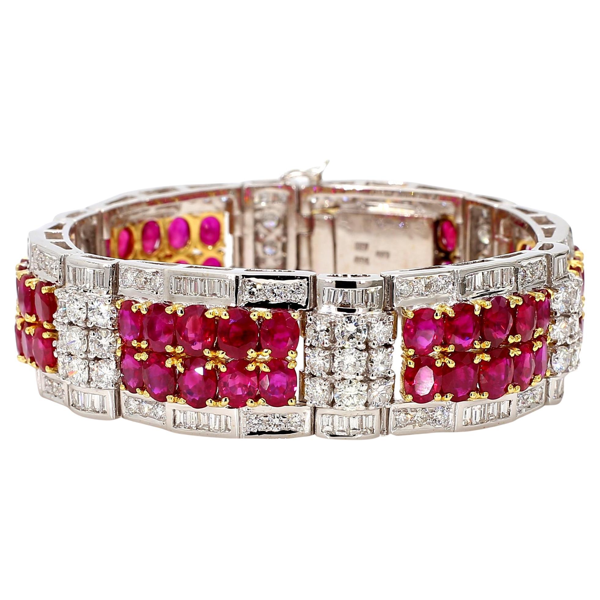 38.04 Carat Ruby and 8.23 Carat Diamond 18K Gold Bracelet