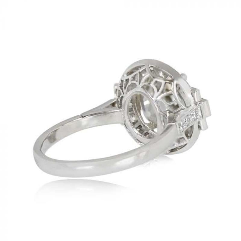Art Deco 3.80ct Diamond Engagement Ring, Diamond Halo, Old European Cut For Sale