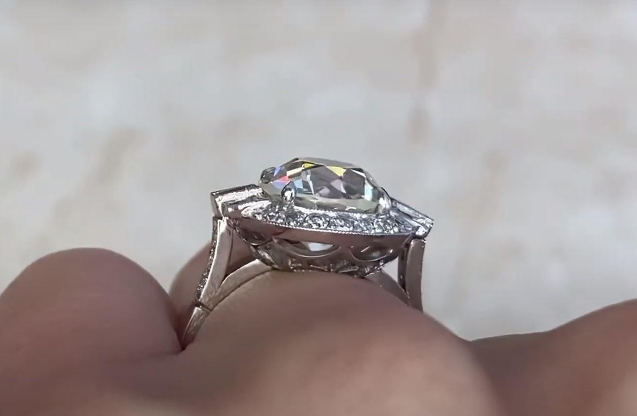 3.80ct Diamond Engagement Ring, Diamond Halo, Old European Cut For Sale 2