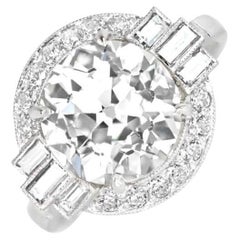3.80ct Diamond Engagement Ring, Diamond Halo, Old European Cut