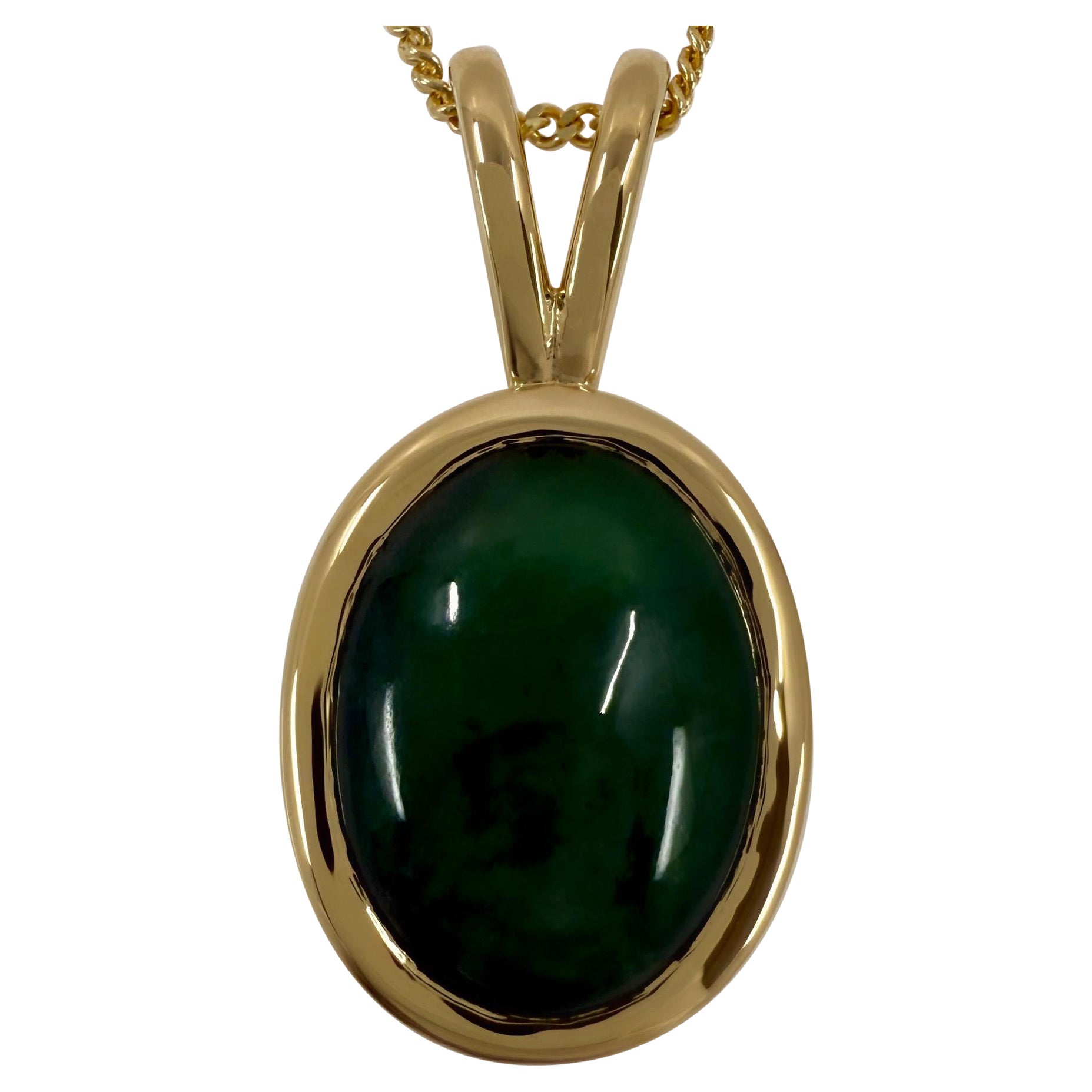 3,80ct GIA zertifiziert unbehandelten Jadeit Jade A Grade 18k Gelbgold Oval Anhänger