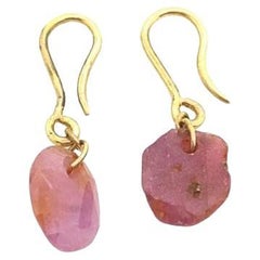 3.80ct Natural Ruby Earrings on Hook Fittings in 18ct Yellow Gold