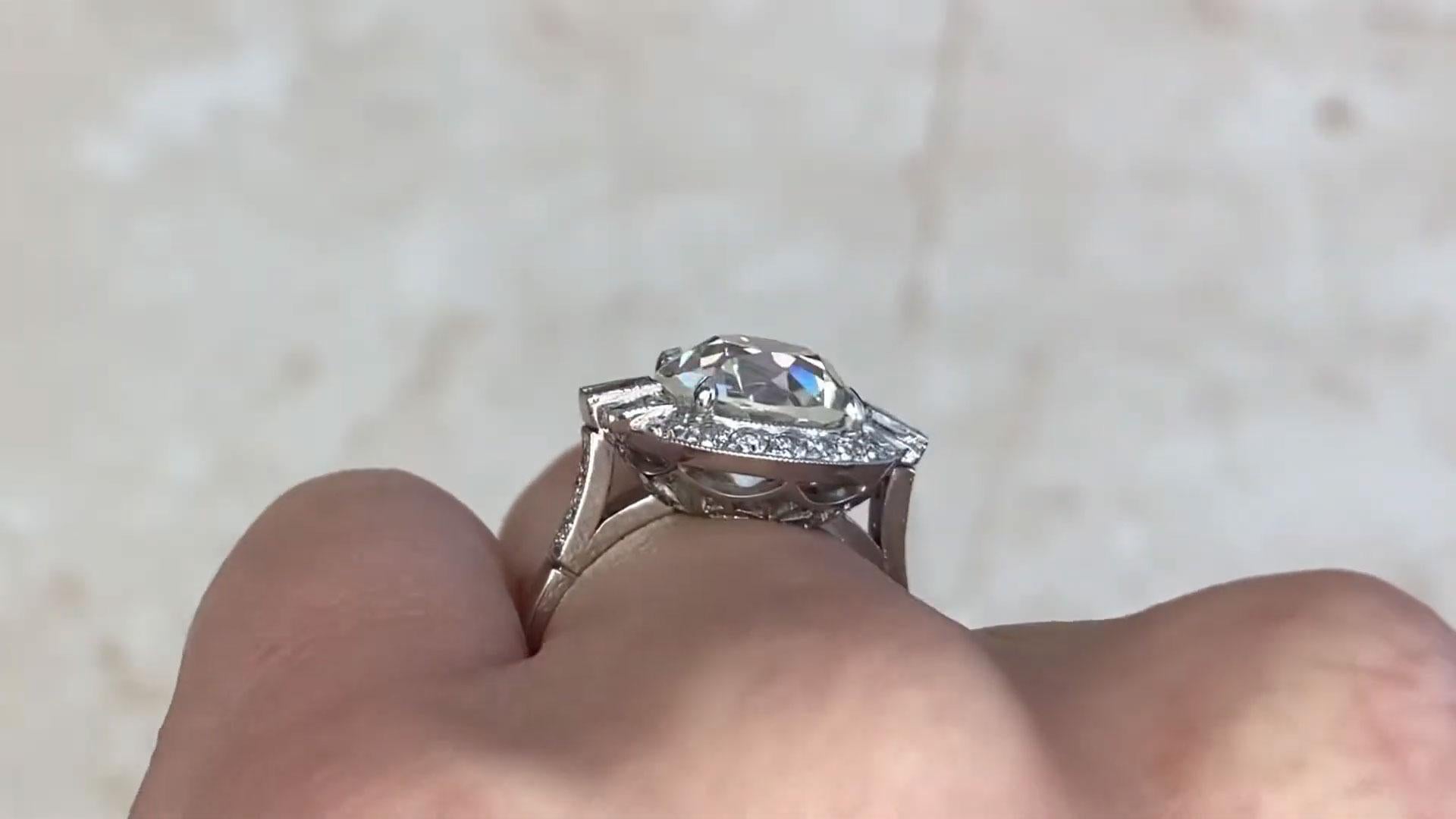 Verlobungs-Cluster-Ring aus Platin mit Diamant im alteuropäischen Schliff ( ca. 3,8-karätigem Diamantschliff) (Alteuropäischer Schliff) im Angebot