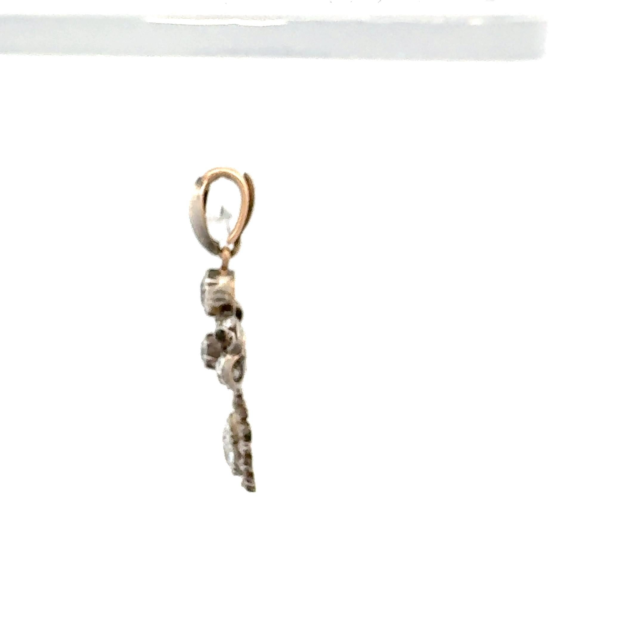 3,80ct Old European & Pear Diamant Platin und 18K Gold Antiker Anhänger im Angebot 3