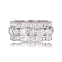 3.80ct Princess Cut & Brilliant Cut Diamond Wedding Band, H Color, Platinum