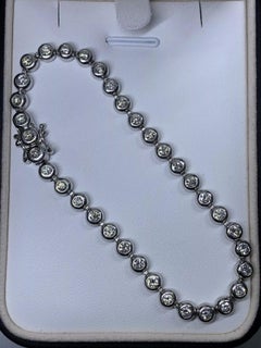 3,80ct Round diamond tennis bracelet eternity line bezel 18ct white gold.