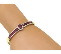 3.80ct Ruby 1.00ct Diamond 18k Yellow Gold Bangle