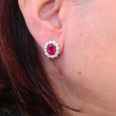 3.80 Carat Ruby Diamond Gold Earrings