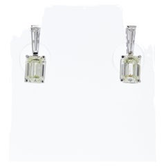 3.80CTW Emerald Cut Diamond Earrings in 14k White Gold
