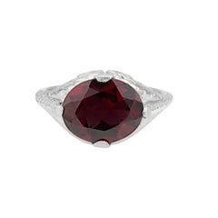 3.81 Carat Garnet White Gold Art Deco Ring