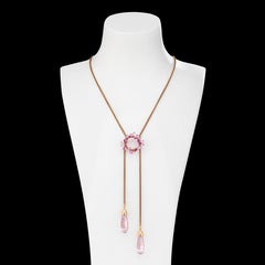 38.1 Carat Morganite Rose Gold Necklace including a Chopard Ring (signed)
