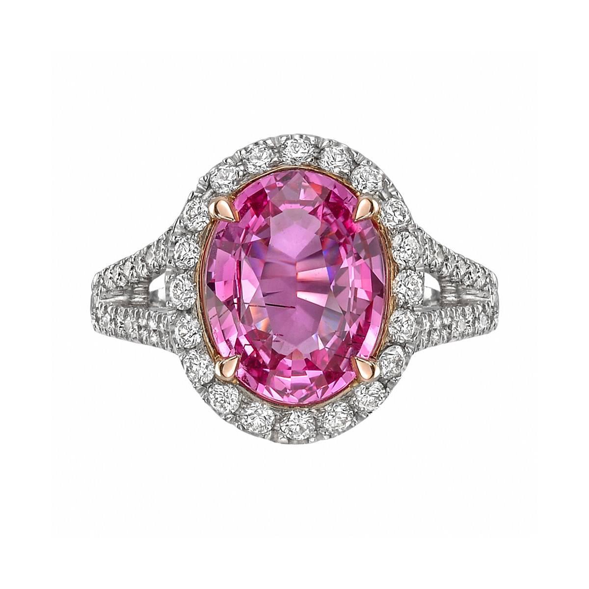 3.81 Carat Pink Sapphire and Diamond Ring