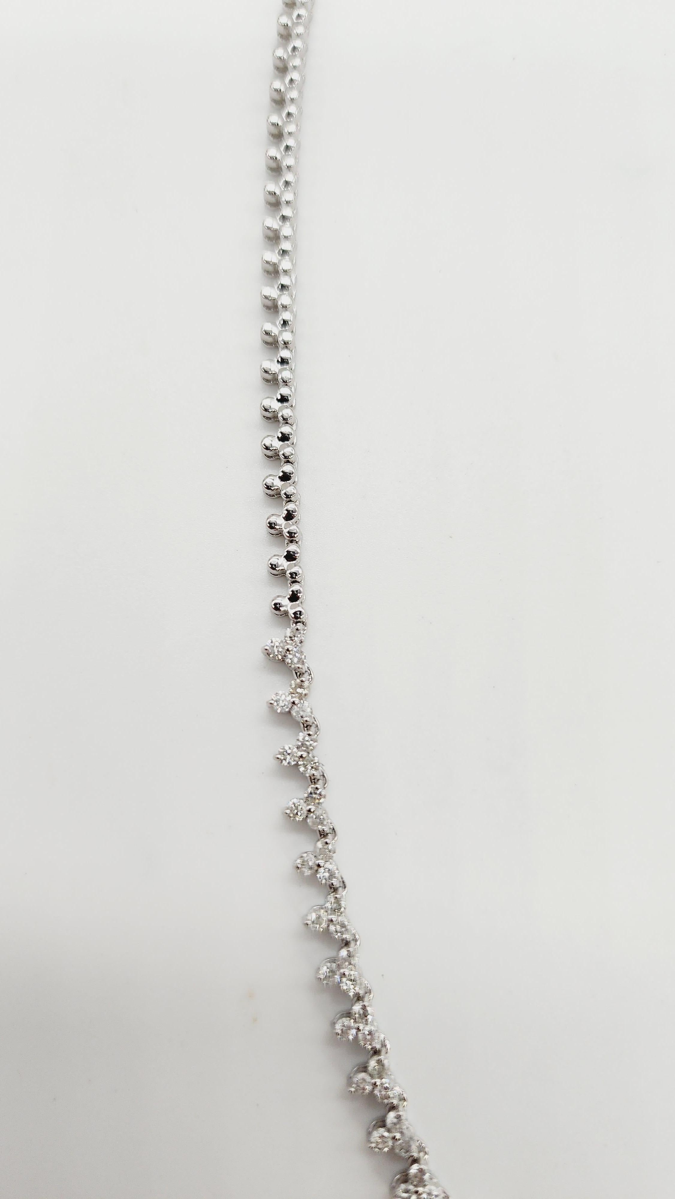 Women's 3.81 Carats Diamond Flower Shape White Gold Necklace 14 Karat 16'' For Sale
