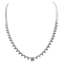 3.81 Carats Diamond Flower Shape White Gold Necklace 14 Karat 16''