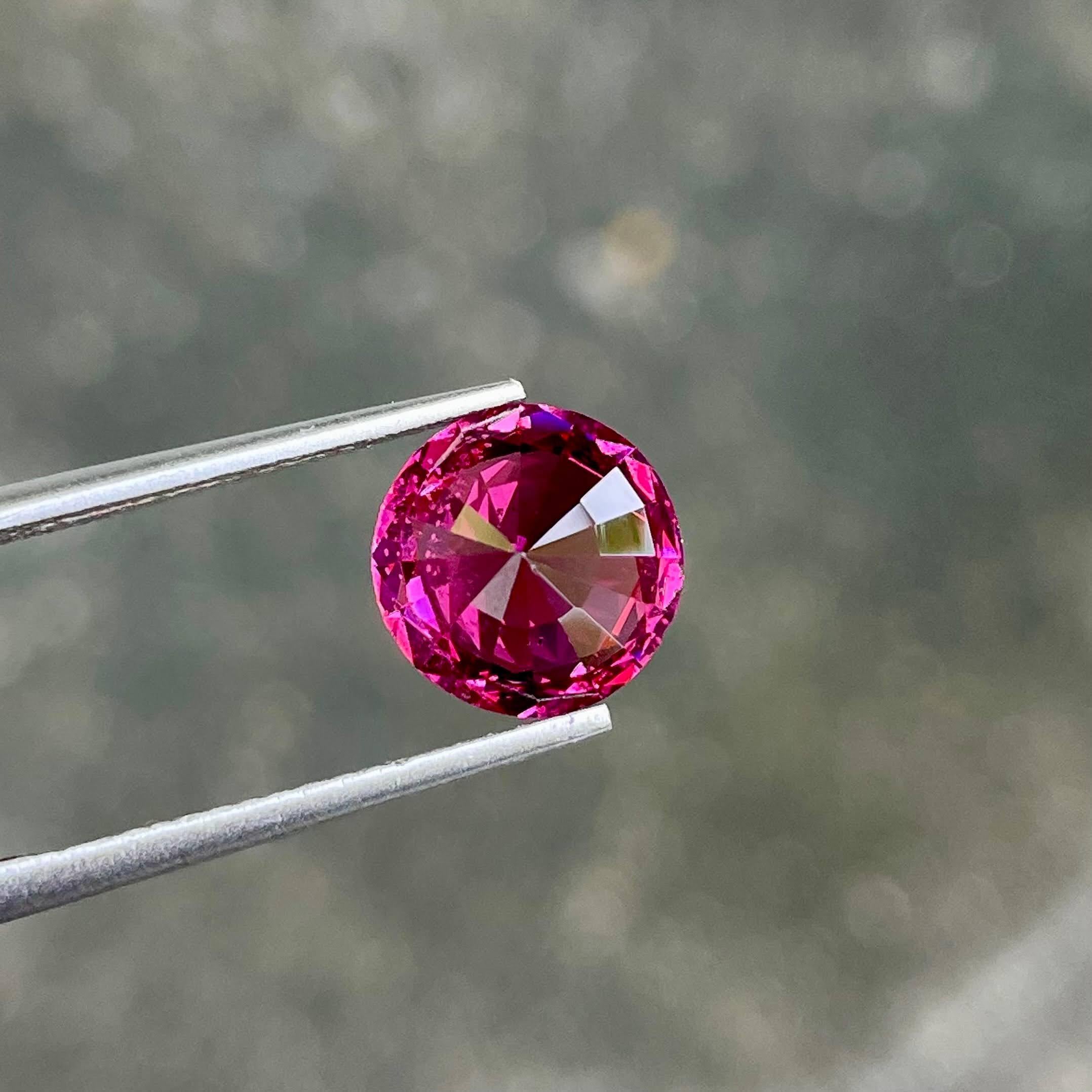 Women's or Men's 3.81 Carats Hot Pink Garnet Stone Round Cut Natural Tanzanian Gemstone