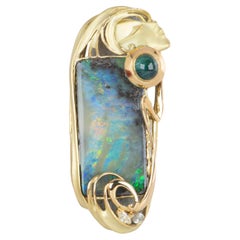 38,17 Karat australischer Boulder-Opal-Ring-Anhänger 18K Gold 35.8g V1129