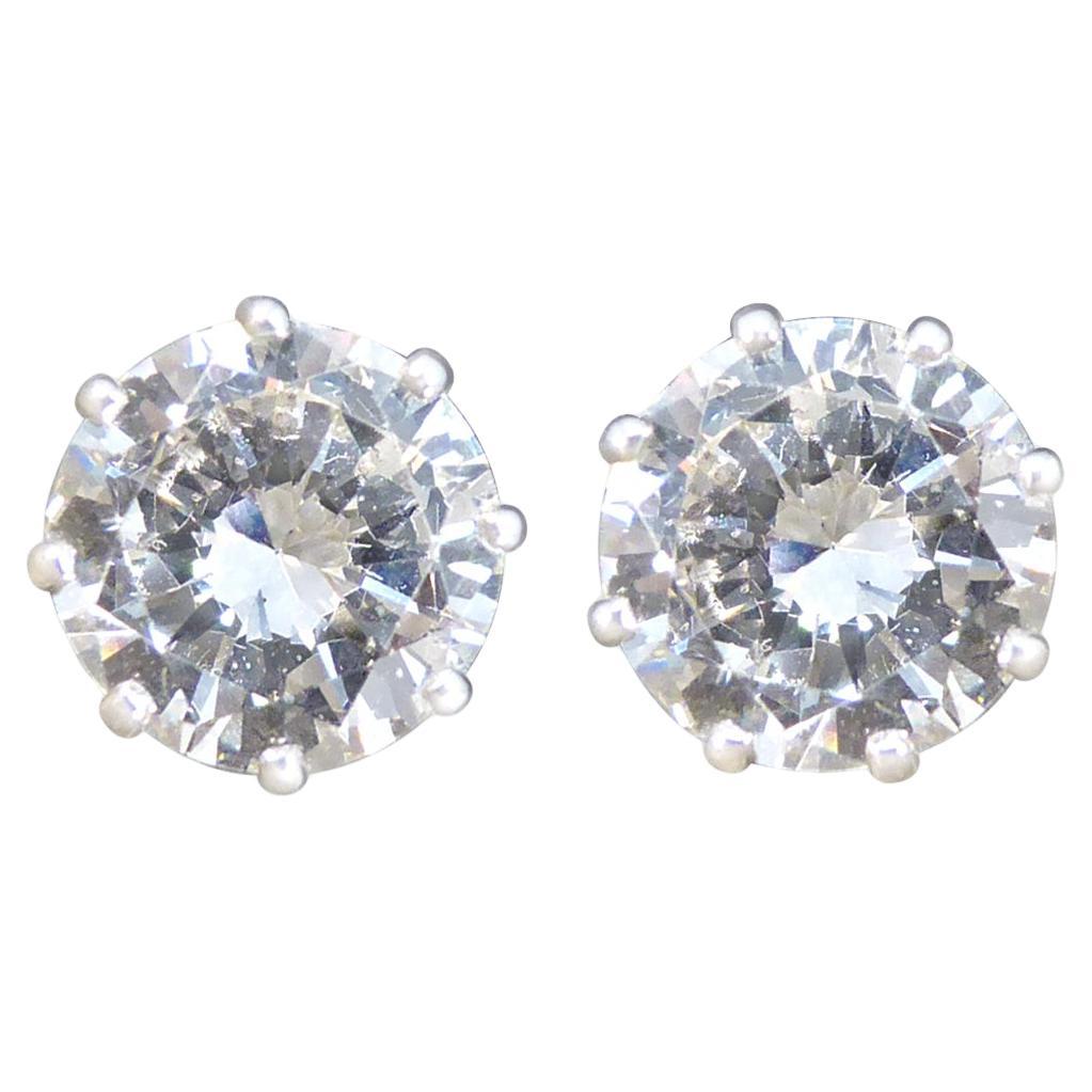 3.81ct Diamond Stud Earrings in 18ct White Gold with Alpha Backs For Sale