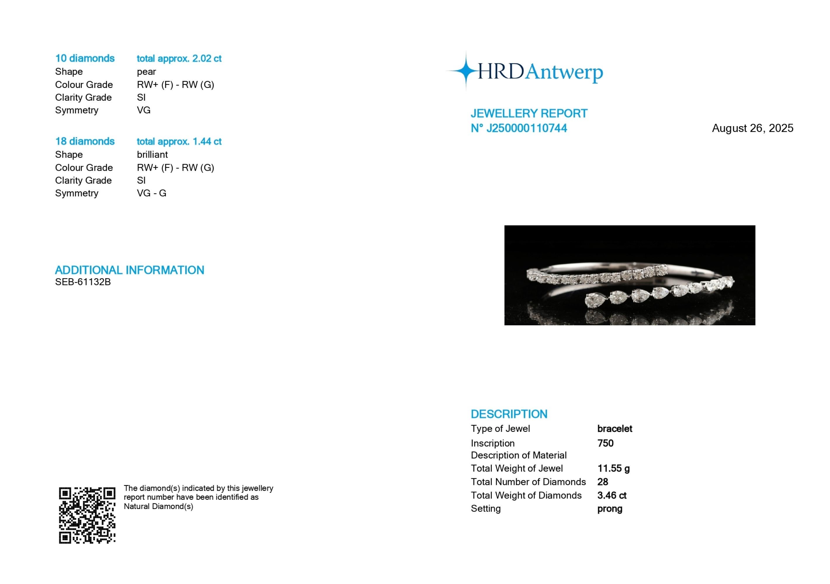 3,81 Karat natürlicher Diamant-Armreif mit gemischtem Schliff 18k Weißgold Schmuck (Moderne) im Angebot