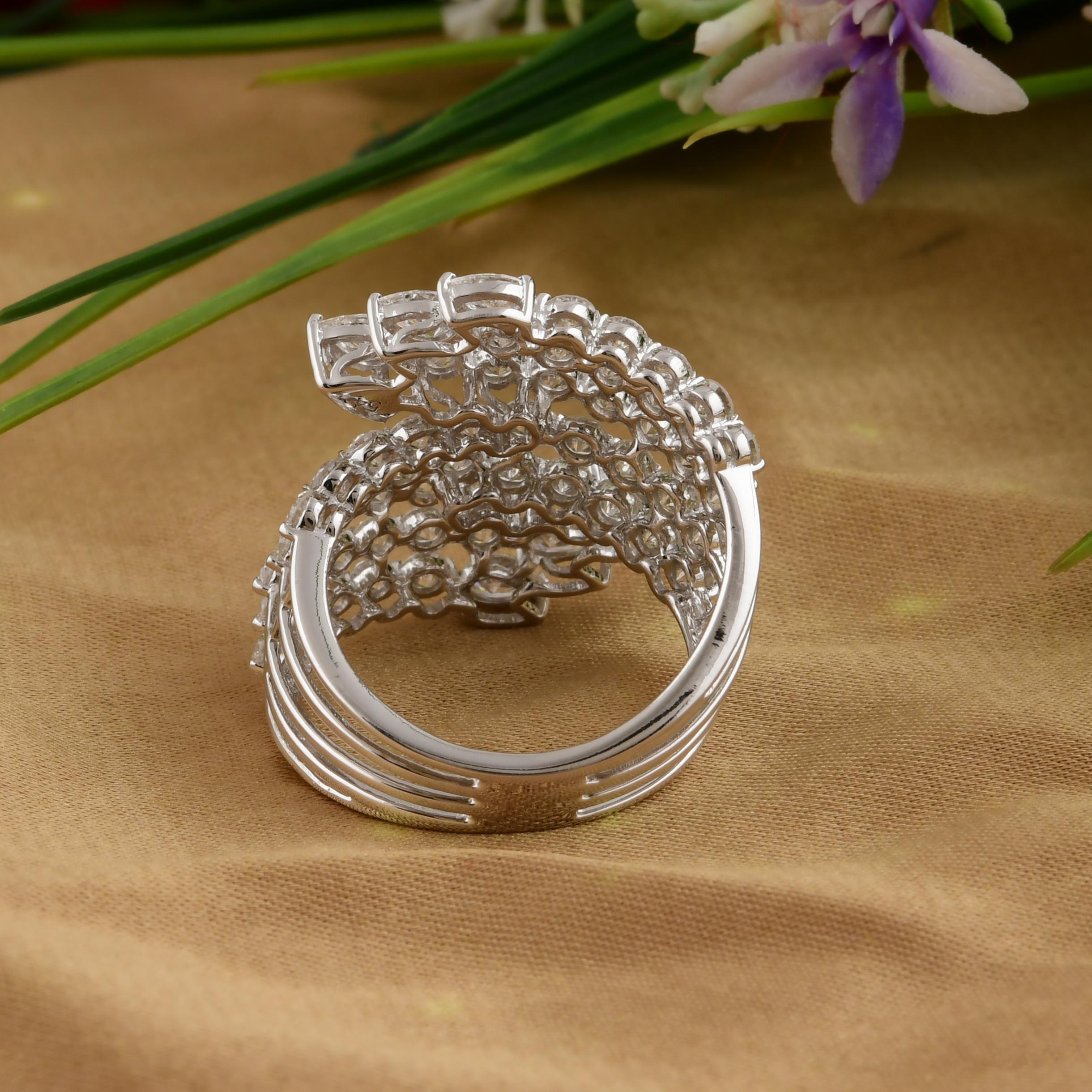 Im Angebot: 3,81cts Birne Rundschliff Diamanten Cocktail Ring in 18k massivem Weißgold () 5