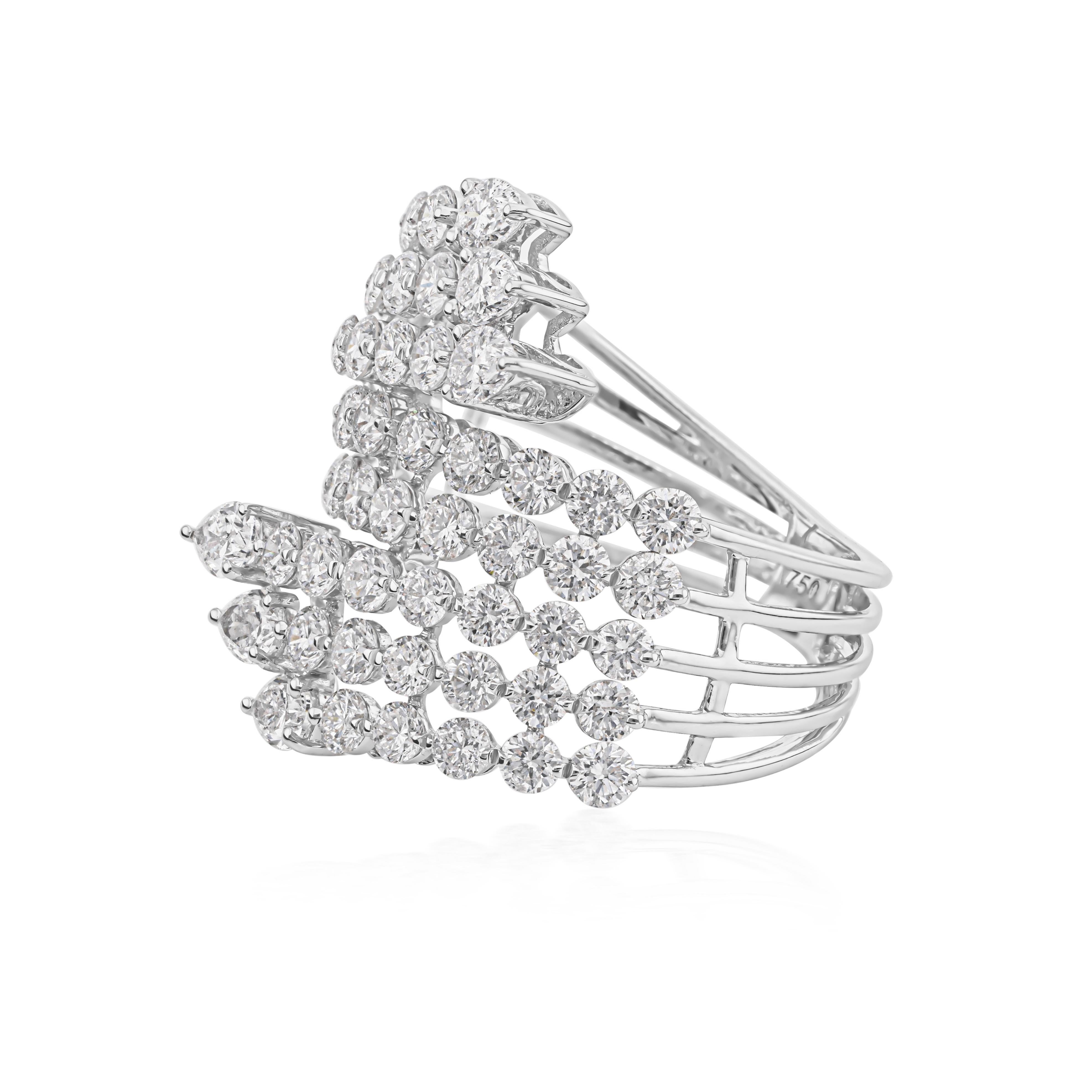 Im Angebot: 3,81cts Birne Rundschliff Diamanten Cocktail Ring in 18k massivem Weißgold () 6