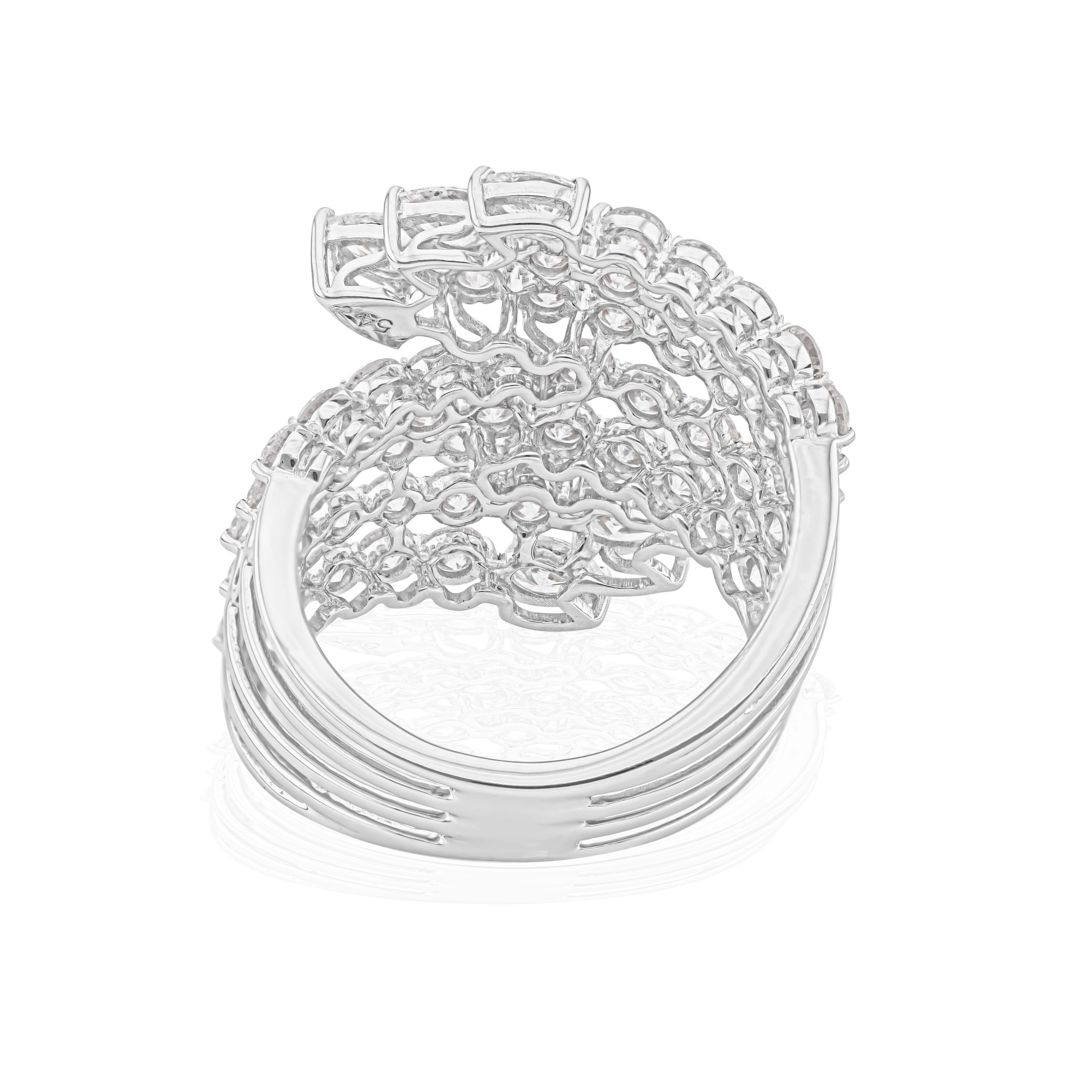 Im Angebot: 3,81cts Birne Rundschliff Diamanten Cocktail Ring in 18k massivem Weißgold () 8
