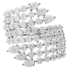 3,81cts Birne Rundschliff Diamanten Cocktail Ring in 18k massivem Weißgold