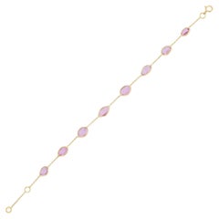 3.82 Carat Pink Sapphire Chain Bracelet in 18 Karat Yellow Gold