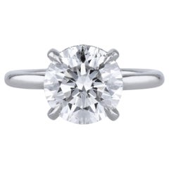 3.82 Carat Round Diamond Platinum Engagement Ring Handmade