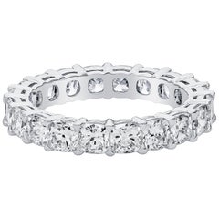 3.82 Carat Total Cushion Cut Fine Natural Diamonds in a Platinum Eternity Band