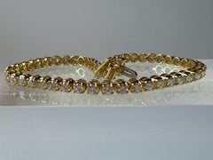 Pulsera de tenis con diamantes de 3,82 quilates de peso total en oro amarillo de 14 quilates y 7 pulgadas