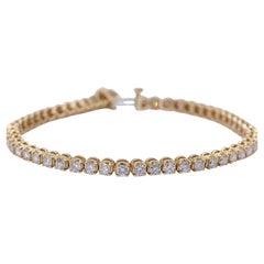 Bracciale tennis con diamanti da 3,82 carati di peso totale in oro giallo 14K, 7 pollici
