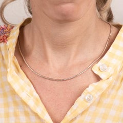 3.82 Carat Total Weight Round Diamond 14 Karat Rose Gold Tennis Necklace