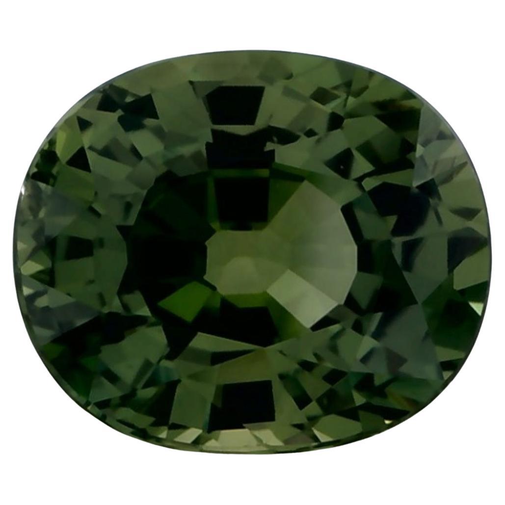 3.82 Ct Green Sapphire Oval Loose Gemstone For Sale
