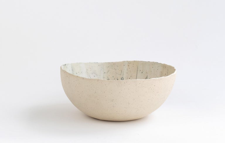 Modern 382 Hand Crafted Springing Stoneware Bowl by Helen Prior For Sale