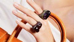 Manpriya B 38.24ct Citrine Tumble Amethyst Diamond Statement Cocktail Ring