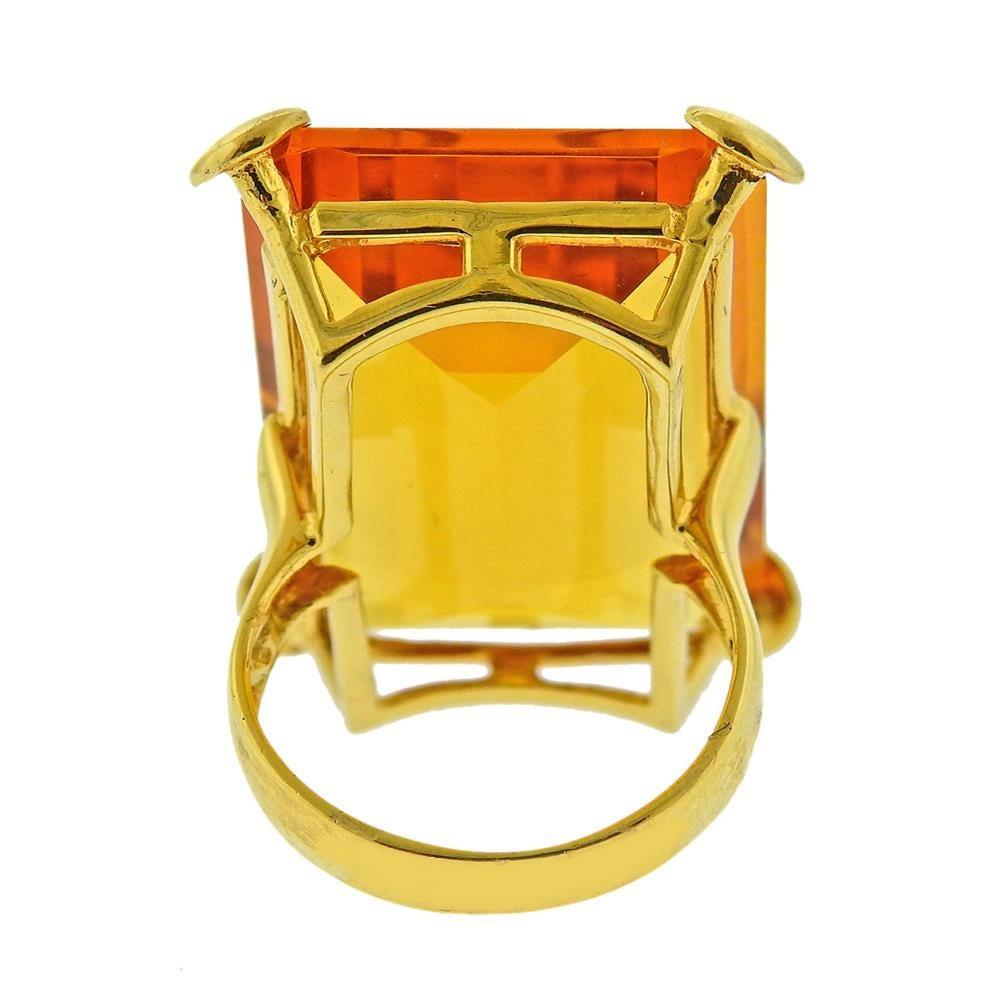 38.25 Carat Citrine Gold Ring In Excellent Condition For Sale In New York, NY