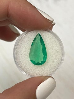 3.83 Carat 18x10 Green Colombian Emerald - Pear Cut Teardrop May Birthstone